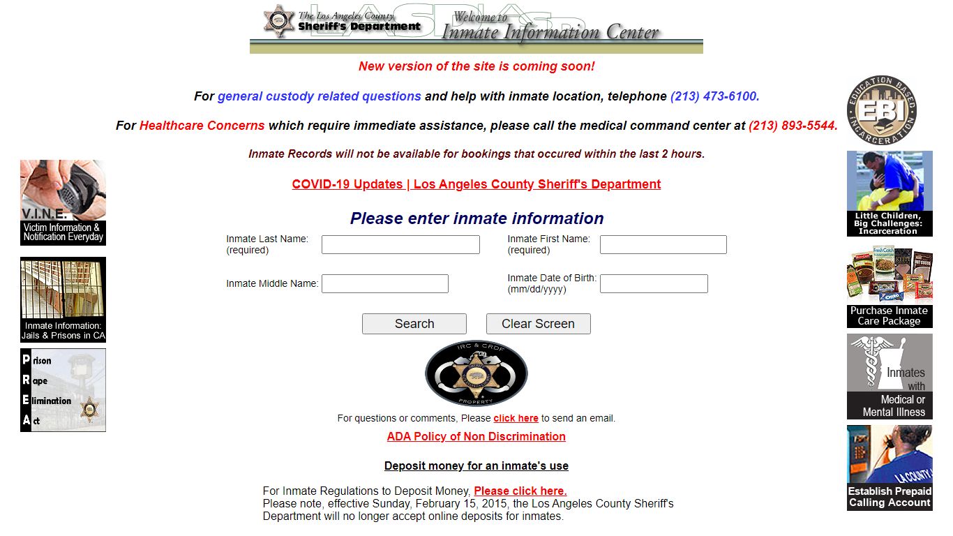 Inmate Search - Los Angeles County Sheriff's Department